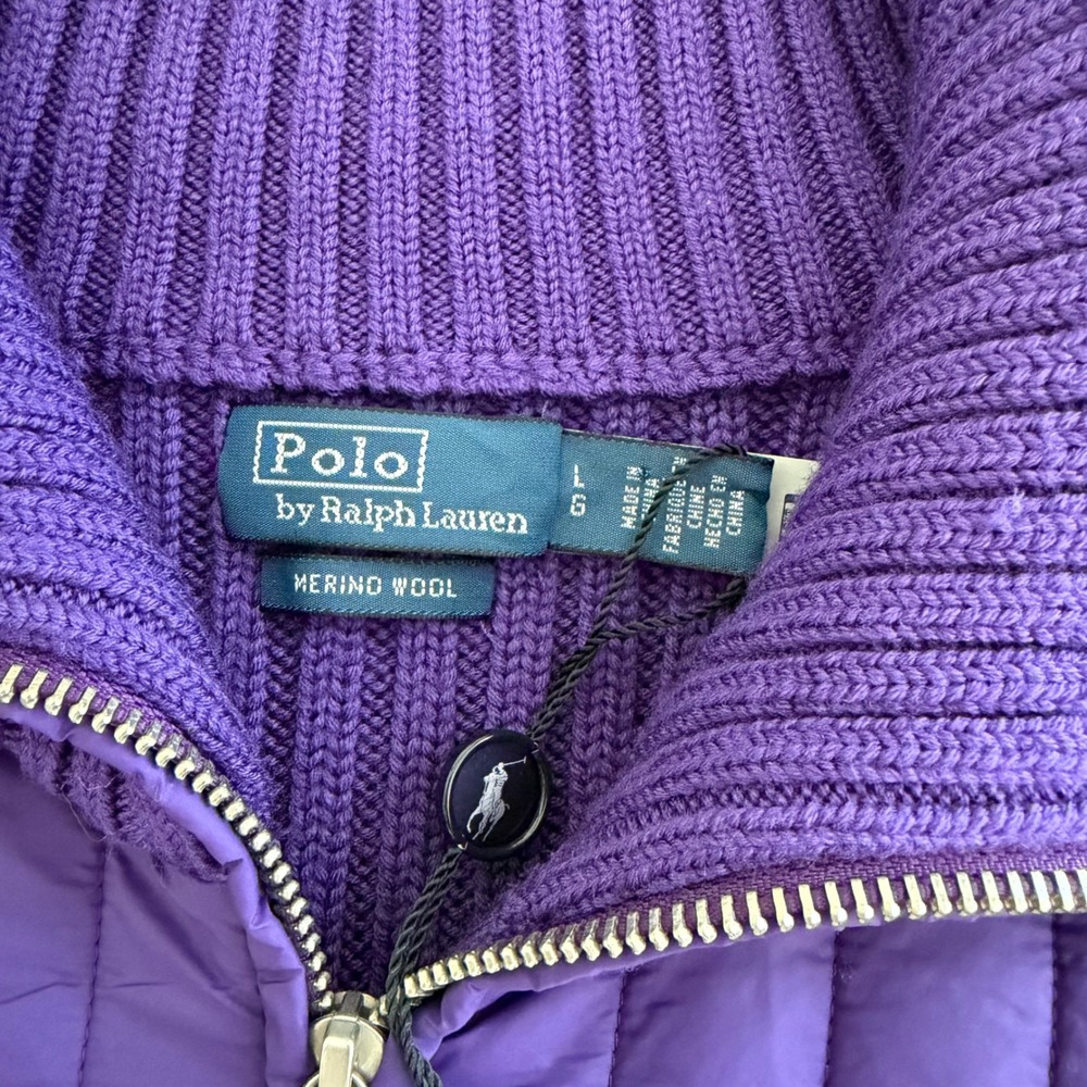Polo Ralph Lauren Purple Hybrid Merino Wool Funnelneck Jacket Women's Large NWT - Picture 5 of 6